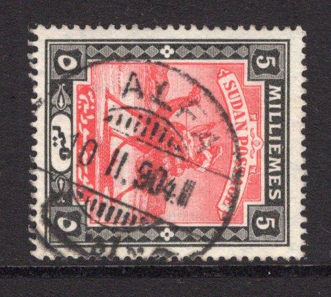 SUDAN - 1902 - CANCELLATION: 5m scarlet & black 'Camel Postman' issue used with fine central strike of HALFA cds (with H omitted) dated 10.II. 1904. (SG 23)  (SUD/16183)