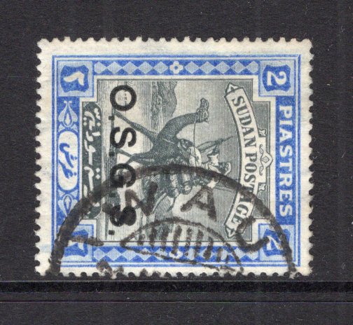 SUDAN - 1903 - CANCELLATION: 2pi black & blue 'Camel' issue with 'O.S.G.S.' official overprint used with good part strike of WAU cds. (SG O9)  (SUD/40911)