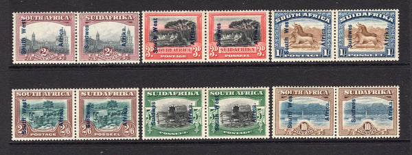 SOUTH WEST AFRICA - 1927 - GV ISSUE: 'Pictorial' issue with 'SOUTH WEST AFRICA' overprints, the set of six fine mint pairs. (SG 49/54)  (SWA/16007)