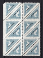 SOUTH WEST AFRICA - 1927 - MULTIPLE: 4d grey blue 'Triangular' issue with 'SUIDWES-AFRIKA' overprint, perf 11½, a fine mint side marginal block of twelve. (SG 55B)  (SWA/16008)