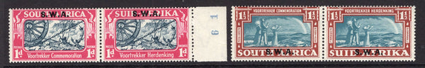 SOUTH WEST AFRICA - 1938 - COMMEMORATIVE ISSUE: 'Voortrekker Commemoration' issue with 'S.W.A.' overprint set of two in fine mint pairs. (SG 109/110)  (SWA/16022)