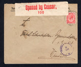 SOUTH WEST AFRICA - 1918 - SOUTH AFRICA USED IN SOUTH WEST AFRICA: Cover franked with South Africa 1913 1d rose red GV Head issue (SG 4) tied by fine GIBEON cds with circular 'PASSED BY CENSOR B 100' marking in purple on front and red on white 'Opened by Censor 100' censor strip at top. Addressed to WINDHOEK with oval arrival marks on reverse.  (SWA/33521)