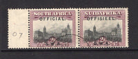 SOUTH WEST AFRICA - 1929 - OFFICIAL ISSUE: 2d grey & purple with horizontal 'OFFICIAL S.W.A.' official overprint in black, a fine cds used horizontal pair. (SG O7)  (SWA/34567)