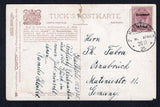 SOUTH WEST AFRICA - 1925 - CANCELLATION: Coloured PPC ' Elendantilopen Bein Schattenbaum. Sud-West Africa' franked on message side with single 1923 2d dull purple GV overprint issue (SG 31) tied by fine KALKFELD S.W. AFRICA 'German' type cds. Addressed to GERMANY. Card has small faults but uncommon issue on cover.  (SWA/692)