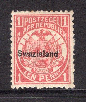 SWAZILAND - 1889 - CLASSIC ISSUES: 1d carmine with 'Swazieland' overprint in black, perf 12½ x 12, a fine mint copy. (SG 1)  (SWZ/16210)