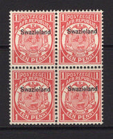 SWAZILAND - 1889 - MULTIPLE: 1d carmine with 'Swazieland' overprint in black, perf 12½ x 12, a fine mint block of four. (SG 1)  (SWZ/20416)