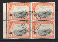 SWAZILAND - 1961 - MULTIPLE: ½c on ½d black & orange QE2 'Surcharge' issue, a fine used block of four with central MANZINI cds dated 19 IX 1961. (SG 65)  (SWZ/34827)