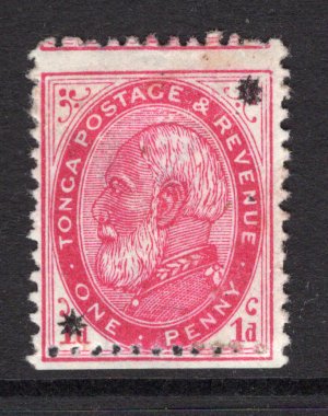 TONGA - 1891 - CLASSIC ISSUES: 1d carmine 'King George I' issue with 'STARS' overprint, perf 12½, a fine mint copy. (SG 7)  (TON/16458)