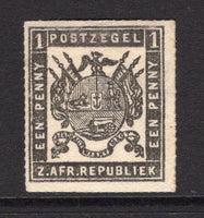 TRANSVAAL - 1870 - CLASSIC ISSUES: 1d black 'First Republic' issue 'Borrius' printing on stout paper, rouletted 15½-16. A fine mint copy with gum. (SG 22)  (TRA/13532)