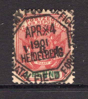 TRANSVAAL - 1901 - CANCELLATION: 1d rose red & green with 'V.R.I.' overprint used with good central strike of octagonal ARMY POST OFFICE HEIDELBERG NATAL FIELD FORCE 'Boer War' cancel dated APR 4 1901. Stamp has a slightly rounded corner (SG 227)  (TRA/13548)