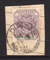 TRANSVAAL - 1902 - BOER OCCUPATION OF NATAL: 6d lilac & green tied on small piece by DUNDEE NATAL cds dated JAN 9 1902 used during the Boer occupation of the town. (SG 222)  (TRA/13551)