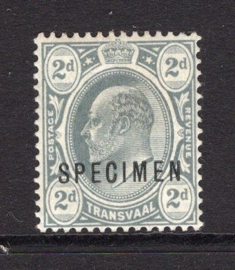 TRANSVAAL - 1909 - UNISSUED: 2d grey EVII issue PREPARED FOR USE BUT UNISSUED overprinted 'SPECIMEN' in black. Very scarce. (SG 277s)  (TRA/13555)