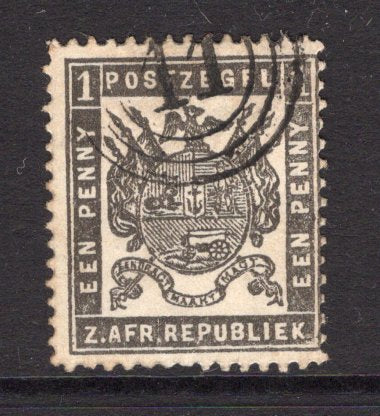 TRANSVAAL - 1883 - CANCELLATION: 1d grey black 'Second Republic' issue used with good strike of concentric circles Numeral '11' cancel of UTRECHT. (SG 171)  (TRA/13587)