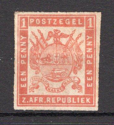 TRANSVAAL - 1870 - CLASSIC ISSUES: 1d brick red 'First Republic' issue 'Otto' printing, clear and distinct impression on thin paper, rouletted 15½-16. A superb mint copy with full O.G (SG 4a)  (TRA/26137)