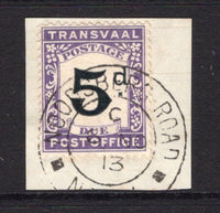 TRANSVAAL - 1907 - POSTAGE DUE & INTERPROVINCIAL USE: 5d black & violet 'Postage Due' issue tied on small piece by NOODSBERG ROAD NATAL cds dated 1913. (SG D5)  (TRA/27340)