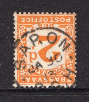 TRANSVAAL - 1907 - POSTAGE DUE & INTERPROVINCIAL USE: 2d brown orange 'Postage Due' issue fine used with SARON C.G.H. cds dated JAN 30 1913. (SG D3)  (TRA/33466)