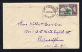 TRINIDAD & TOBAGO - 1944 - CENSORED MAIL: Unsealed cover franked with 1938 3c green & purple brown GVI issue (SG 248a) tied by SAN FERNANDO cds with second strike alongside. Censored in Trinidad with good strike of undated circular 'IC  TRI' censor marking on reverse with manuscript '15' censor number. Addressed to USA with PORT OF SPAIN transit cds on reverse.  (TRI/22891)