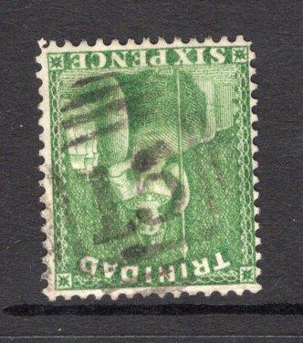 TRINIDAD & TOBAGO - 1863 - CANCELLATION: ½d bright yellow green 'Britannia' issue, watermark 'Crown CC', perf 14, a fine used copy with numeral '15' cancel of TACARIGUA. (SG 77)  (TRI/26034)