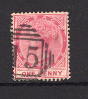 TRINIDAD & TOBAGO - TOBAGO - 1885 - CANCELLATION: 1d carmine QV issue, a fine used copy with good strike of numeral '15' cancel used on the inland post route from SCARBOROUGH to PLYMOUTH. Uncommon . (SG 21)  (TRI/26035)