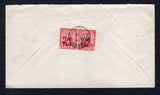 TRINIDAD & TOBAGO - 1919 - CANCELLATION: Cover franked on reverse with pair 1918 1d scarlet 'War Tax' overprint issue (SG 188) tied by good strike of CARAPICHAIMA cds dated AUG 5 1919 with fine second strike on front. Addressed to USA with PORT OF SPAIN transit cds on front with USA company arrival mark.  (TRI/34541)