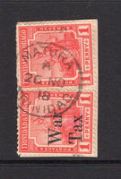 TRINIDAD & TOBAGO - 1918 - CANCELLATION: 1d red and 1d scarlet 'War Tax' overprint issue tied together on small piece by good strike of MATURA cds dated 26 NOV 1918. (SG 150a & 188)  (TRI/37514)