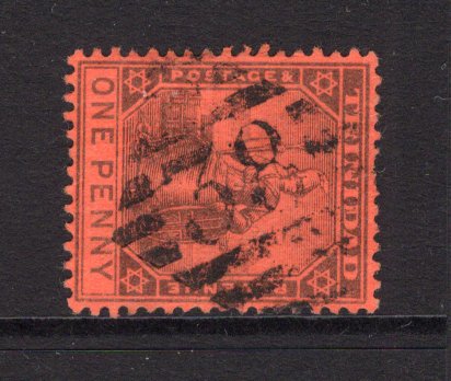TRINIDAD & TOBAGO - 1904 - CANCELLATION: 1d black on red EVII issue used with fine complete strike of barred diamond '38' cancel in black of an unknown office. A very scarce cancel. (SG 134)  (TRI/40525)