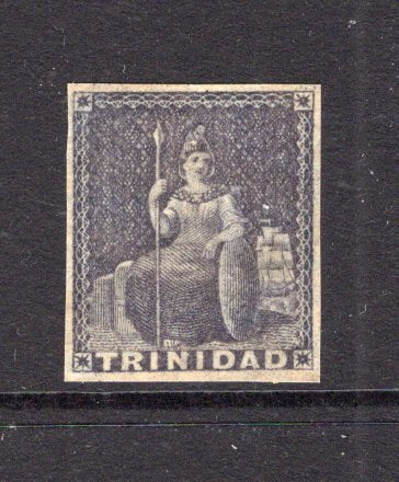 TRINIDAD & TOBAGO - 1854 - CLASSIC ISSUES: (1d) deep purple 'Britannia' issue on white paper, a fine mint copy with full gum. Four good to large margins. (SG 9)  (TRI/40702)