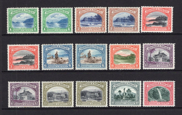 TRINIDAD & TOBAGO - 1935 - DEFINITIVE ISSUE: 'Views' definitive issue the complete set of fifteen including all listed shades & perforation varieties, fine mint. (SG 230/238)  (TRI/6637)
