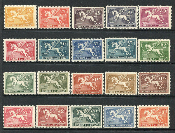 URUGUAY - 1935 - AIRMAILS: 'Pegasus' AIRMAIL issue, 'Barreiro Y Ramos' printing, the set of twenty fine mint. (SG 725/744)  (URU/25696)