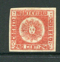 URUGUAY - 1858 - CLASSIC ISSUES: 240c dull red 'Mail Coach' issue, a fine unused copy four good to large margins. Multiple expertisation marks on reverse. (SG 7)  (URU/3420)