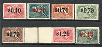 URUGUAY - 1944 - AIRMAILS: 'Pegasus' SURCHARGE issue the set of seven fine unmounted mint. (SG 893/899)  (URU/3732)