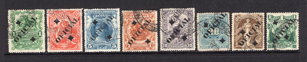 URUGUAY - 1901 - OFFICIAL ISSUE: OFICIAL' overprint issue, the set of eight fine cds used. Very difficult to assemble in used condition. (SG O238/O245)  (URU/39713)