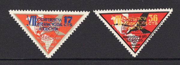 URUGUAY - 1934 - COMMEMORATIVES: 'Closure of 7th Pan-American Conference' TRIANGULAR issue, the pair fine mint. (SG 714/715)  (URU/39935)