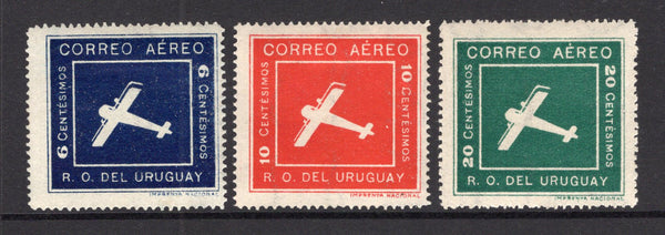 URUGUAY - 1924 - AIRMAILS: 'Square' AIRMAIL issue the set of three fine mint. (SG 436/438)  (URU/40322)