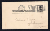 UNITED STATES OF AMERICA - 1908 - DESTINATION: 1c black on buff 'McKinley' postal stationery card (H&G 22) used with PORTLAND. ORE roller cancel dated MAY 15 1908. Addressed to YOKOHAMA, JAPAN.  (USA/38559)