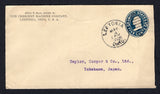UNITED STATES OF AMERICA - 1908 - DESTINATION: 5c blue on white postal stationery envelope (H&G B383) used with fine LEETONIA, OHIO cds dated MAY 4 1908. Addressed to YOKOHAMA, JAPAN with arrival cds on reverse.  (USA/38560)