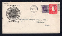 UNITED STATES OF AMERICA - 1907 - DESTINATION: 2c carmine on white postal stationery envelope (H&G B364) used with added 1902 3c bright violet (SG 308) tied by NEW YORK, N.Y. cds's dated JUN 17 1907. Addressed to YOKOHAMA, JAPAN with arrival cds on reverse.  (USA/38567)