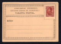 VENEZUELA - 1880 - POSTAL STATIONERY: black on buff postal stationery formular card (H&G A) with added 1882 10c red brown (SG 120) fine unused.  (VEN/10893)