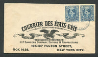 VENEZUELA - 1915 - CANCELLATION: Nice ornamental 'Courrier des Etats-Unis' envelope franked with pair 1914 25c blue (SG 361) tied by fine EL CALLAO cds. Addressed to USA.  (VEN/10918)