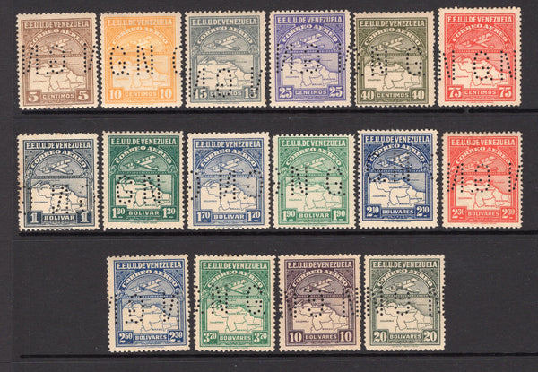 VENEZUELA - 1930 - OFFICIAL ISSUES: 'Air' issue the complete set of sixteen all with 'G.N.' PERFINS, fine mint. Scarce. (SG 395/410)  (VEN/1259)