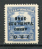VENEZUELA - 1947 - VARIETY: 20c on 50c blue with OVERPRINT INVERTED, a fine unmounted mint copy. (SG 735a)  (VEN/13457)