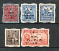 VENEZUELA - 1947 - AIRMAILS: 'J.R.G.' AIR surcharge issue the set of five fine mint. (SG 733/737)  (VEN/25717)