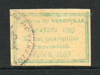 VENEZUELA - 1902 - CIVIL WAR ISSUES - CARUPANO: 50c green on yellow first CARUPANO 'Provisional' issue, a fine used example with undated CARUPANO postmark. (SG 240)  (VEN/25798)