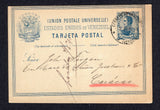 VENEZUELA - 1891 - CANCELLATION: 10c blackish blue on pale blue postal stationery card (H&G 3b) used with good strike of LA VICTORIA cds dated 2 APR 1891. Addressed to CARACAS. Scarcer origination at this date.  (VEN/26894)