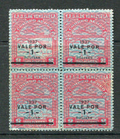 VENEZUELA - 1937 - MULTIPLE: 1b on 8b lake '1937 VALE POR 1 BOLIVAR' overprint issue, a fine mint block of four. (SG 459)  (VEN/31068)