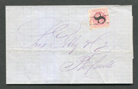 VENEZUELA - 1878 - CLASSIC ISSUES: Cover from VALENCIA, datelined 'Valencia Sett 20 1878' franked with 1873 ½r rose pink with 'Estampillas de correo - Contrasena' overprint (SG 81, Fourth Rasco printing) cancelled by fine strike of '8' rate marking in black. Addressed to PUERTO CABELLO.  (VEN/31716)