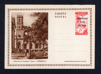VENEZUELA - 1947 - POSTAL STATIONERY: 'B. 0.20 on 22½c red on off white postal stationery viewcard (H&G 22) with view of 'Palacio de Las Academias - Caracas 0 VENEZUELA'. A fine unused example. A scarce card.  (VEN/34355)