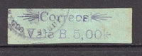 VENEZUELA - 1903 - CIVIL WAR ISSUES - CARUPANO: 5b violet on blue second CARUPANO 'Provisional' issue, a fine used copy with part strike of CORREOS DE VENEZUELA CARUPANO 'Arms' cancel in purple. Scarce. (SG 249)  (VEN/34874)