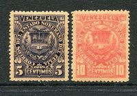 VENEZUELA - 1894 - CINDERELLA: 5c deep violet on buff and 10c rose on buff 'Zulia' LOCAL issue produced on authority of 'General Rafael Parra' the president of the State of Zulia. The pair fine mint.  (VEN/3639)