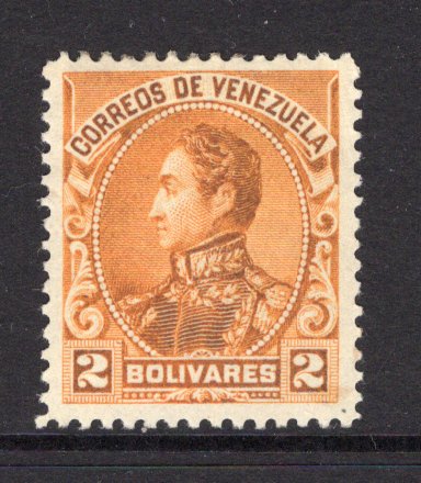 VENEZUELA - 1899 - DEFINITIVES: 2b orange yellow 'Bolivar' issue a fine mint copy with full O.G. A rare stamp. 1990 Raybaudi certificate accompanies. (SG 185)  (VEN/39186)